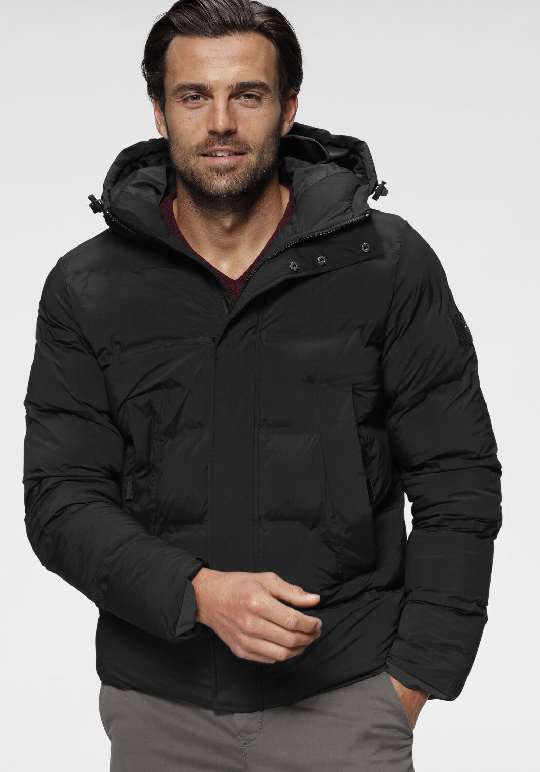 Tommy Hilfiger Padded Hooded Stretch Bomber Jacket