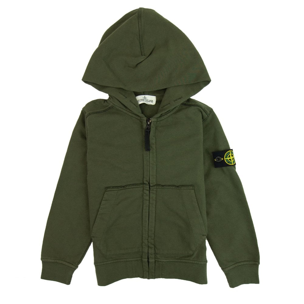 Stone Island Juniors Zip Hoodie - Khaki