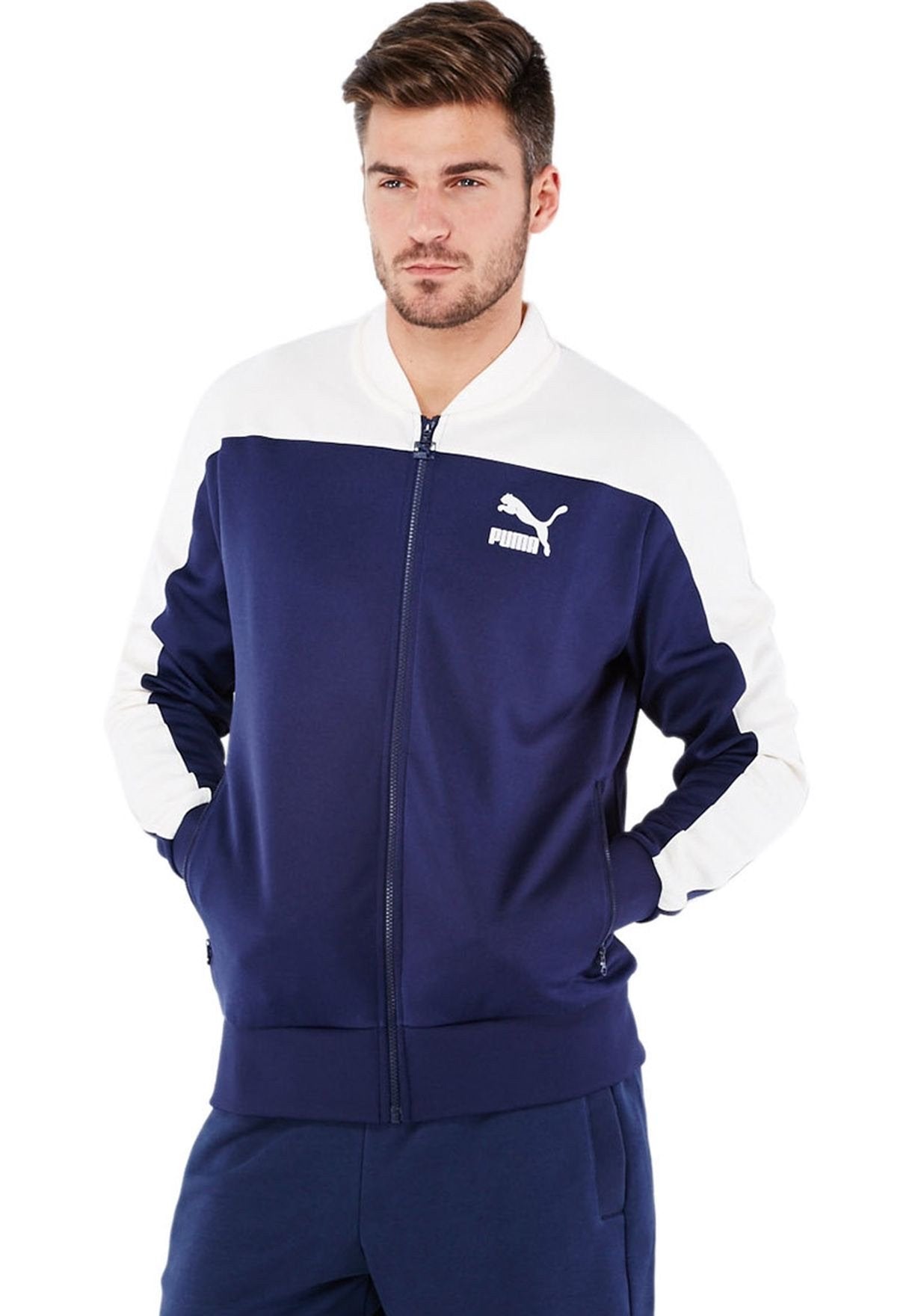 Puma Pierre Track Jacket - Navy / White (4607680675953)